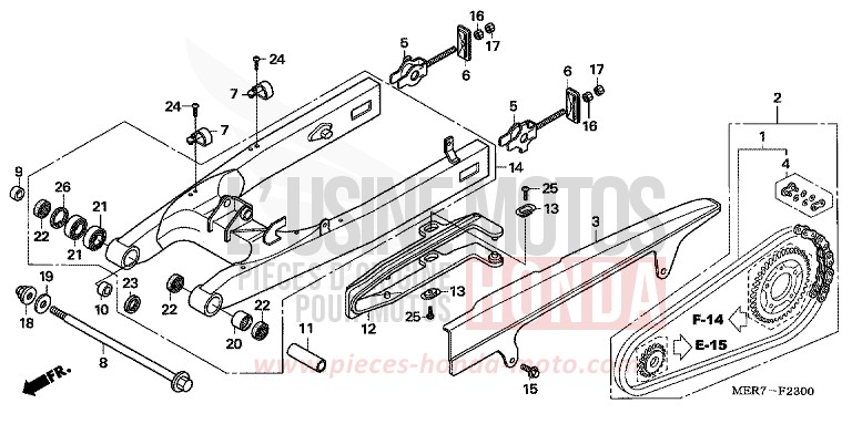 SWINGARM (CBF600S6/SA6/N6/NA6) for CBF600N ABS INTERSTELLAR BLACK METALLIC (NHA12D) from 2006